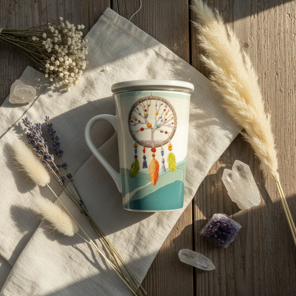 Tasse infuseur attrape-rêves arbre de vie - ambiance cosy