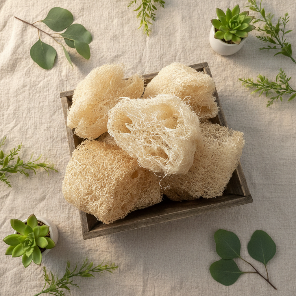 Loofah - fond lin naturel