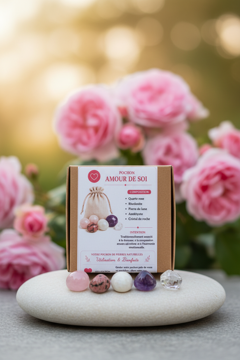 Pochon Amour de Soi – roses en fleurs